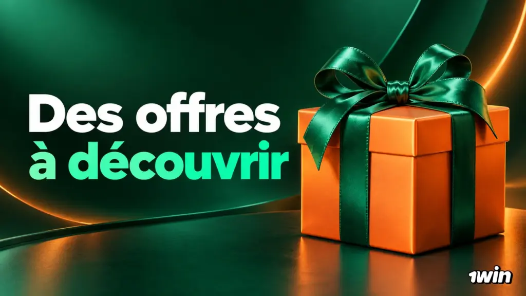 Cadeau orange au ruban vert accompagné d’une invitation à découvrir les offres