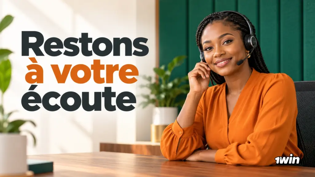 Conseillère portant un casque avec le message Restons à votre écoute.